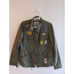 Mango patched green military jacket